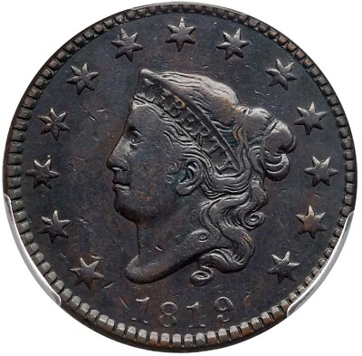 1819 N-5 R-3 PCGS VF 25 Matron or Coronet Head Large Cent Coin 1c - Image 1 of 3