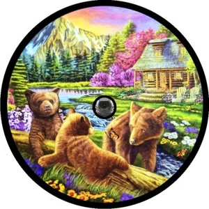 Bears Playing  on a  Wheel Cover with BACKUP CAMERA for spare tire - Picture 1 of 6