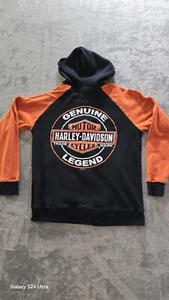 Harley Davidson boy's Full Zip Up Hoodie Size 12/14 Black and Orange - Picture 1 of 8