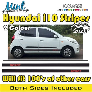 HYUNDAI i10 Side Stripes 2 colour FITS ALL MODELS Decals Stickers Graphics 009 - Picture 1 of 4