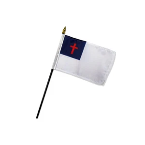 1 Dozen Christian Stick Flags 4x6in Handheld Religious Flag - Picture 1 of 1