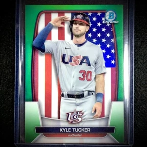 2023 Bowman Chrome MLB Kyle Tucker WBC Flag Variation Green Refractor /99 SP USA - Picture 1 of 1