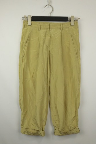 Pantaloni eleganti PRADA beige seta cotone dritti cropped taglia 40 W28