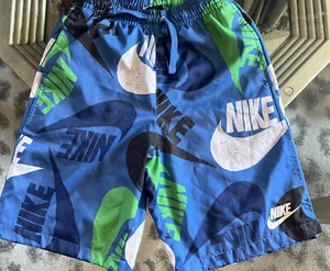 Boys Youth Nike Swim Trunks Size Large Blue Green White Logo Swoosh - Picture 1 of 7