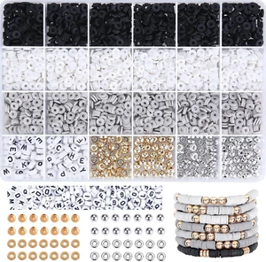Clay Beads Set, 2340 Pcs Flat round Beads & 230 Pcs Charm Beads for DIY Making K - Picture 1 of 7