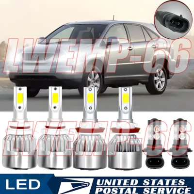 For Lexus RX330 2004-2006 RX350 2007-2009 Combo LED Headlight Fog Light 6x Bulbs - Image 1 of 4