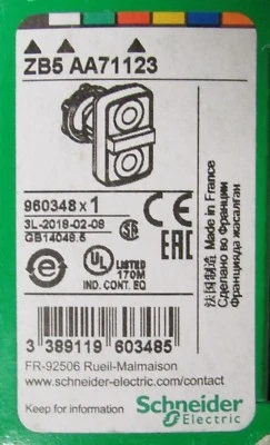 SCHNEIDER ELECTRIC ZB5 AA71123 Blanco Izquierdo Negro Derecha Parada Central Dbl Pulsador Foto 1 de 2