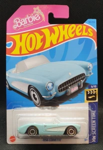 Hot Wheels The Barbie Movie 1956 Corvette Diecast Car Blue HW Screen Time 2023 - Picture 1 of 3