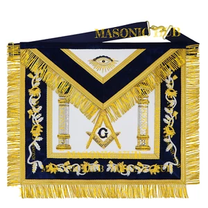 Freimaurer Meister Maurer Schürze handbestickt dunkelblau Samt - Freemason Regalia - Bild 1 von 7