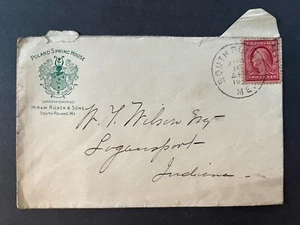 1909 Poland Spring House South Poland Maine Advertising Indiana 2 Cent Cover - Picture 1 of 2