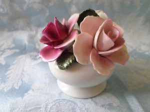 Bone China Staffordshire 3” Miniature Flower Bouquet Basket England - Picture 1 of 6