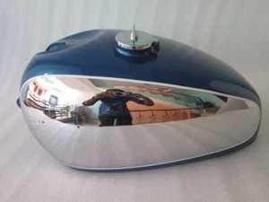 New Panther M100 M120 Chrome And Blue Painted Gas Fuel Petrol Tank With Cap - Picture 1 of 8