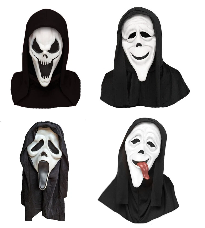 Scream Ghost Face Mask With Hood Scary Movie Halloween Horror Fancy Dress Killer - Image 1 of 1