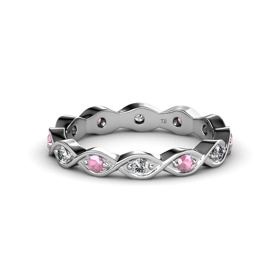 TriJewels Pink Tourmaline and Diamond Eternity Ring 0.22 ctw* 14K Gold JP:133936 - Изображение 1 из 1