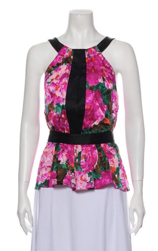 camicetta tunica floreale pre loved autentica BALENCIAGA taglia 38 rosa caldo nero SETA