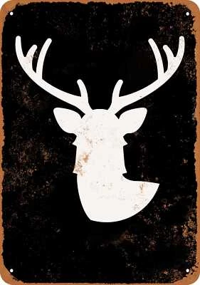 METAL SIGN - Deer Buck Rack (BLACK) -- Vintage Look - Image 1 of 2