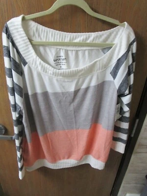 SUDADERA SUÉTER NEGRA DE FELPA SÚPER SUAVE A RAYAS FUERA DEL HOMBRO NUEVA Foto 1 de 4