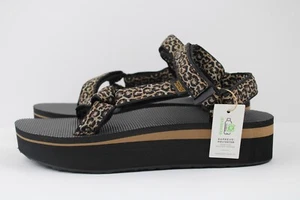 Woman's Size 11 Teva Flatform Universal Leopard Print Black Sandals 1008844 NWOT - Picture 1 of 16