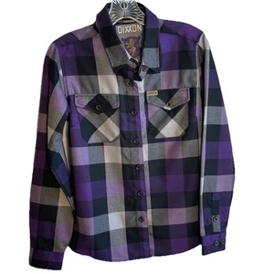 Dixxon Flannel The Dynasty Womens MED Shirt Purple Black Plaid Moto Grunge Metal - Picture 1 of 8