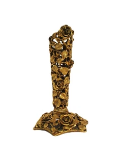 Kerzenhalter Matson Ormolu verzierte Rosen Vintage Waschtisch Akzent Gold - Bild 1 von 9