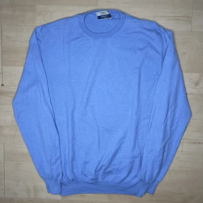 FEDELI 100% Cashmere Baby Blue Made in Italy Luxury Knit Men’s Sweater Sz 52 - Image 1 of 4