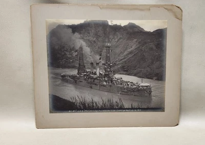 Antique 1915 U.S.S Ohio Passing Cucaracha Slide Original Cabinet Photograph  - Image 1 of 4