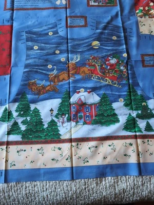 VTG Susan Winget Night Before Christmas Vest Fabric Panel Santa Cheater Print - Image 1 of 4