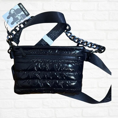 Bandolera acolchada con canal BCBGeneration negra acolchada bandolera acolchada de nailon nueva con etiquetas Foto 1 de 4