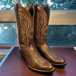 Botas vaqueras BOTAS ARTILLERO para hombre talla 9,5D cuero marrón estampado de peces - Imagen 1 de 19