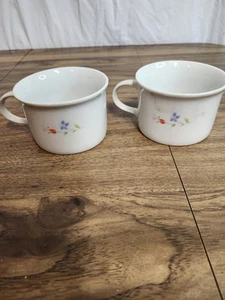 Vintage Hearthside Poppy Floral Ceramic Bake N Serve Soup Mug 14oz Japan SET 2 - Picture 1 of 6
