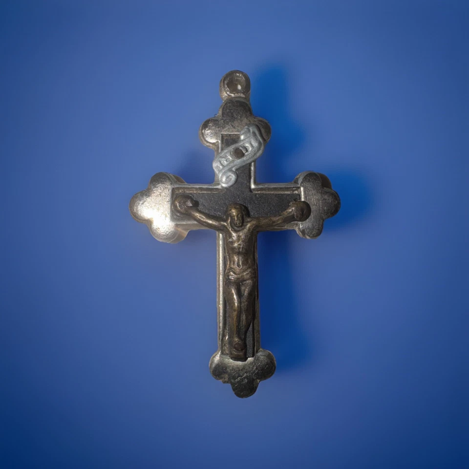 Antico crocefisso Da Rosario in Metallo (prob. Argento) E Legno. - Immagine 1 di 1