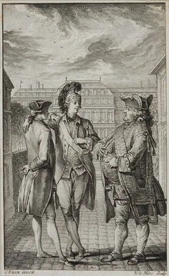LEMIRE (*1724) nach EISEN (*1720), Französische Edelleute,  1764, KSt. Rokoko - Bild 1 von 4