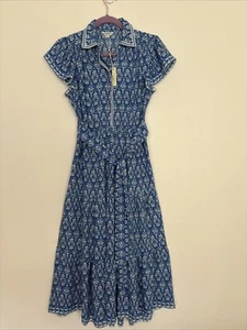 Max Studio Damen Kragen 1/2 Knopfleiste Rüschen Kleid mit Bindeband Größe XS Neu mit Etikett - Bild 1 von 14