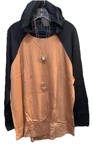 SUDADERA NUEVA CON ETIQUETAS LuLaRoe 2XL Cuerpo Marrón Sólido Con Tela Malvavisco Negro Ámbar - Imagen 1 de 7