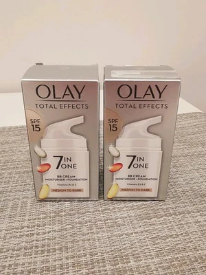 2x50ml OLAY Total Effects 7In1 Spf15 BB Cream Moisturiser + Foundation Vit.E+B3 - Image 1 of 4
