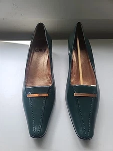 New In Box CHARLES JOURDAN Womens Shoes Hunter Green Leather Slip On Pumps 10.5 - Picture 1 of 6
