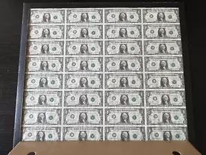Uncut Currency Sheet of 32 Notes $1 Dollar Bills 1981 Buchanan Regan - Picture 1 of 24