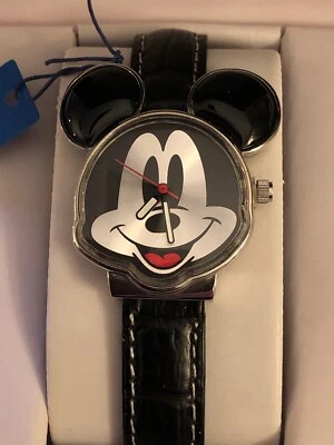 Disney Mickey Watch MCK001B Womens Wristwatch Black Leather Strap MZBerger NWT - image 1 of 4