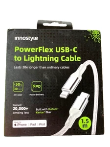 Innostyle PowerFlex USB-C to Lightning cable Apple MFi-Certified 4.9ft NEW - Picture 1 of 2