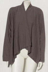 EILEEN FISHER Taupe Lightweight Stretch Linen Viscose Cascading Jacket Top sz L - Picture 1 of 5