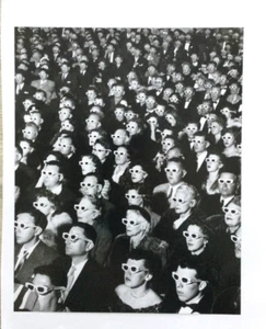Moviegoers with 3-D Glasses Photo Poster Print, Vintage Black and White Wall Art - Picture 1 of 4