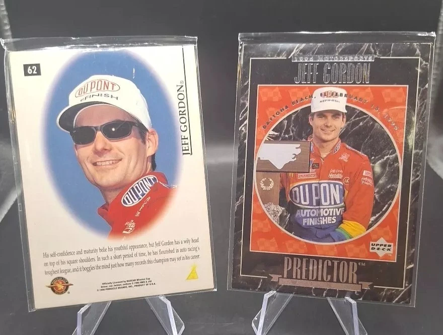 JEFF GORDON 1996 UPPER DECK #DP1 PREDICTORS & 1996 PINNACLE #62 SPEED FLIX - Image 1 of 4