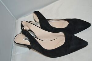 Clarks Black Suede Women Sling back Shoes mid heels UK 7 good condition