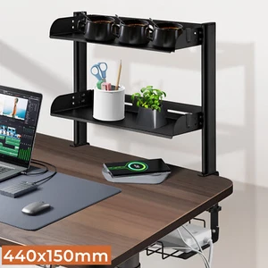 Cable Management Table Organiser Black Desktop Shelf Rack Under Desk Office Home - Picture 1 of 10