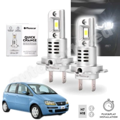 Pair LED Lamps H7/H18 Replacement Plug And Play White Pure for Fiat Idea - Image 1 of 4
