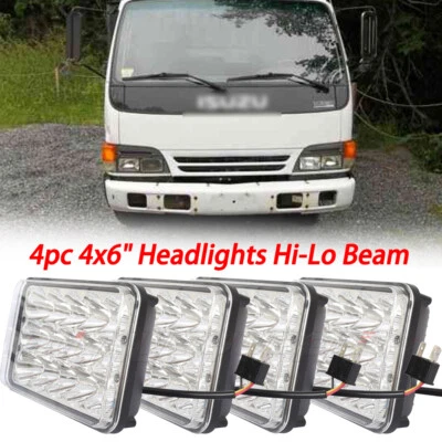 4件装Fit五十铃NQR NPR-HD 4x6英寸车头灯高/低光束DRL前照灯H4651 — 第 1/4 张图片