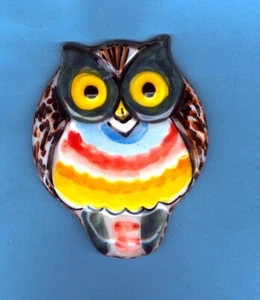 OWLS! VTG Signed Cera'gueda colorful ceramic OWL wall hanger 143, NEW condition - Picture 1 of 4