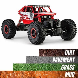 1:18 Rock Crawler Remote Control Car 4WD Off Road RC Monster Truck + 2 Batteries - Picture 1 of 12