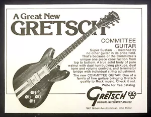 Gretsch Committee 1979 foto de guitarra eléctrica ""Construcción de una pieza"" anuncio impreso - Imagen 1 de 1