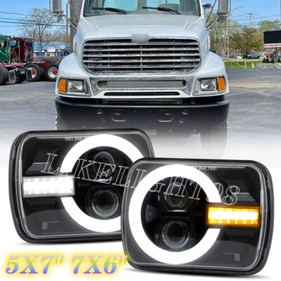 2PCS Fits for Sterling Truck LT9500 7x6" 5X7" LED Headlights w/ DRL Turn Signals - Image 1 of 4